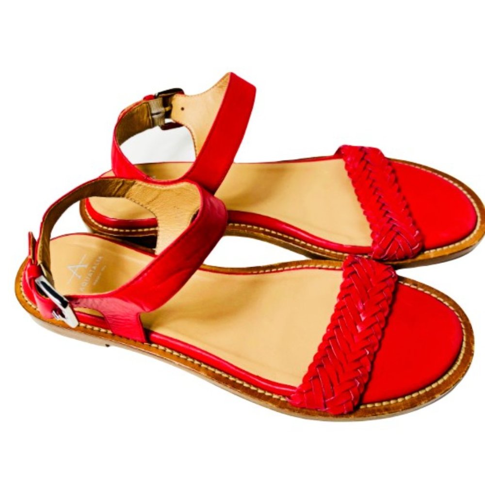 Aquatalia Women's Leather Braided Sandals Flats 9